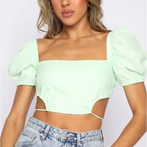 NWT White Fox Boutique Love Games Crop Mint XS